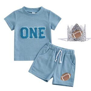 Football First Birthday Football Outfit Clothes Shirt Shorts Sport Birthday